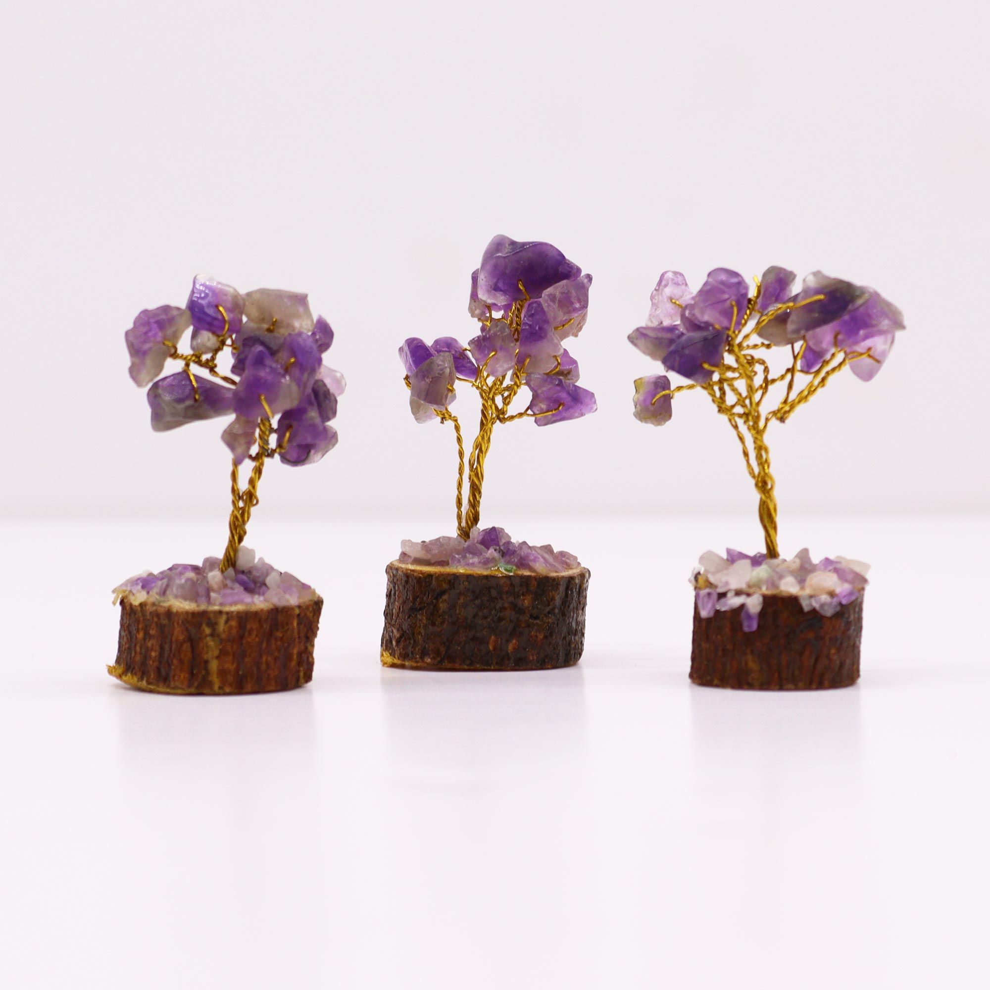 Mini Gemstone Tree On Wood Base - Amethyst (15 stones) - Image 3