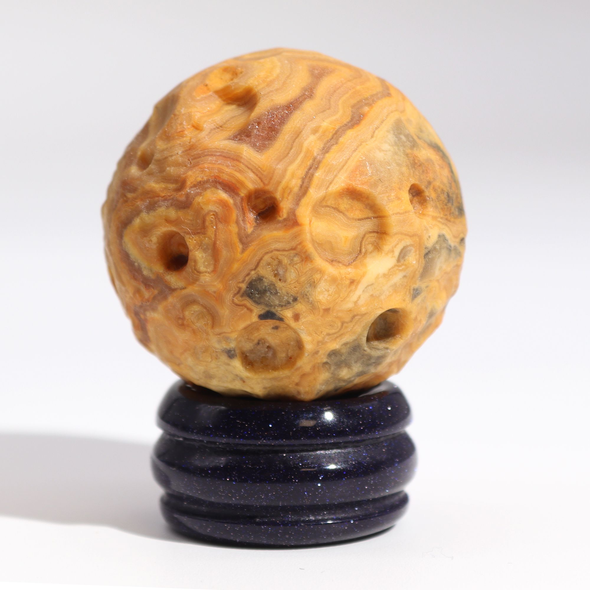 Crazy Lace Jasper Planet on a Sola Goldstone Stand (MERCURY) - Image 5