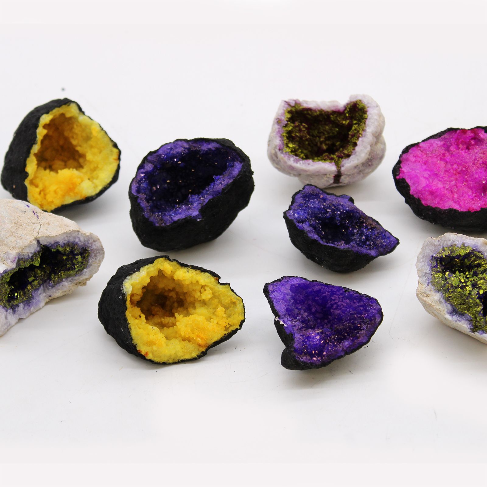Coloured Calsite Geodes - Black Rock - Turqoise / Purple - Image 3