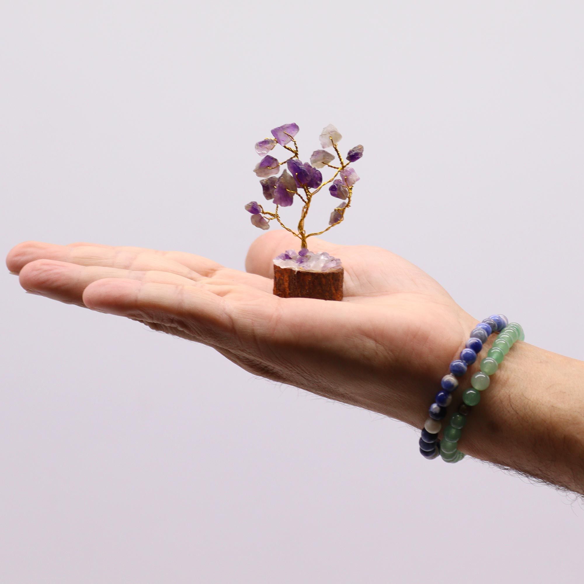 Mini Gemstone Tree On Wood Base - Amethyst (15 stones) - Image 6