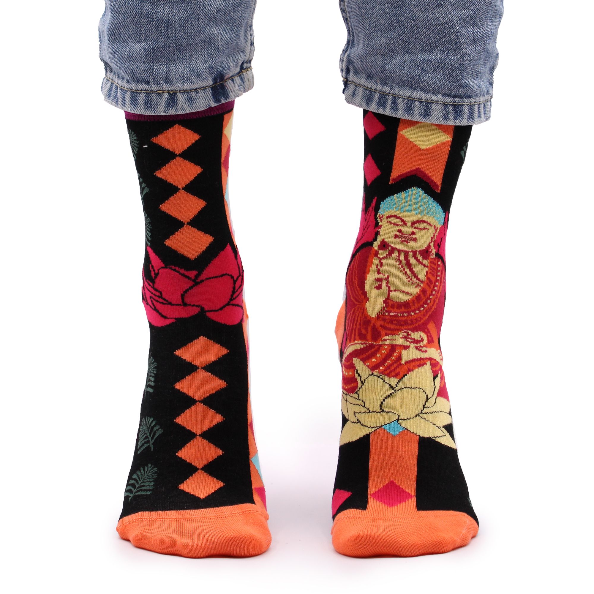 Hop Hare Bamboo Socks S/M - Pink Buddha & Lotus - Image 3