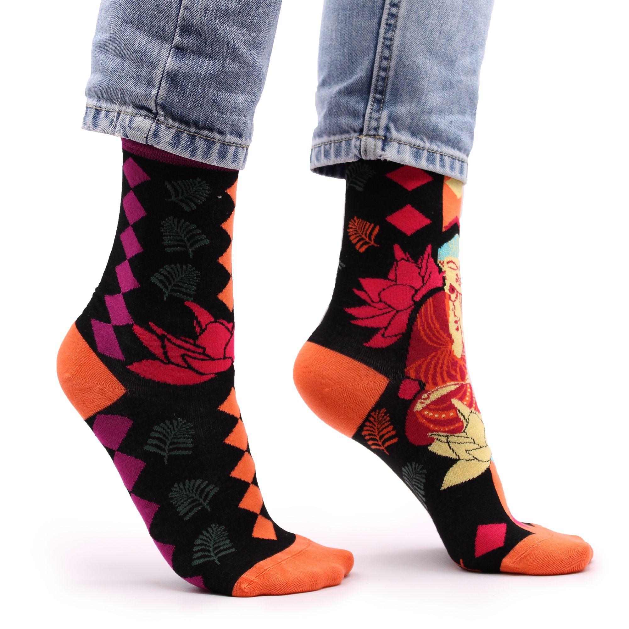 Hop Hare Bamboo Socks S/M - Pink Buddha & Lotus - Image 7