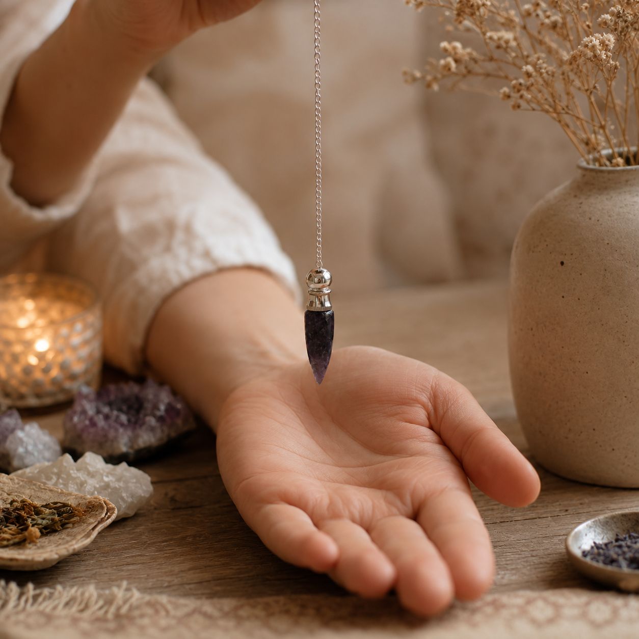 Secret Cavity Discovery of Truth Pendulum - Amethyst - Silver Plated - Image 3