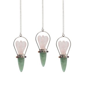 The Heart Oracle - Two Piece Angel Pendulum - Chakra Band - Rose Quartz & Green Aventurine