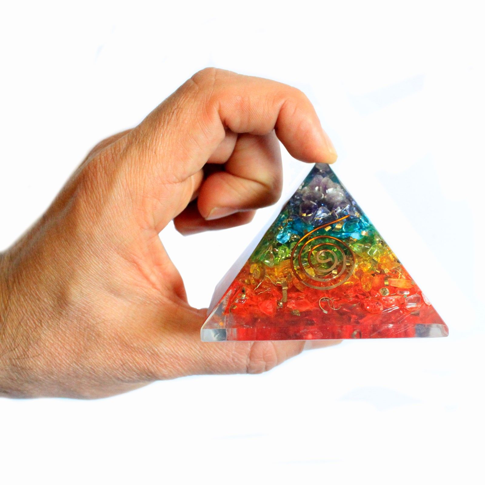 Lrg Orgonite Pyramid 70mm - Chakra Gemchips - Image 2