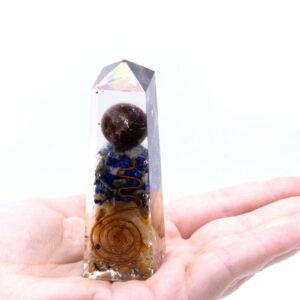 Orgonite Obelisk Power Point Copper, Lapis and Yellow Aventurine - 90x25 mm