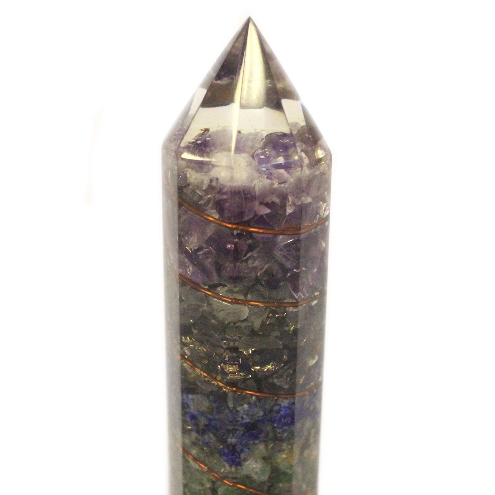 Orgonite Power Wand 15cm Copper & Gemchips - Image 3