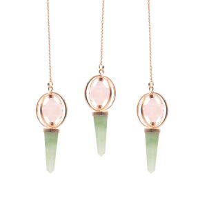 Heart Compass- Two Piece Spinning Merkaba Star in Copper Pendulum - Rose Quartz & Green Aventurine