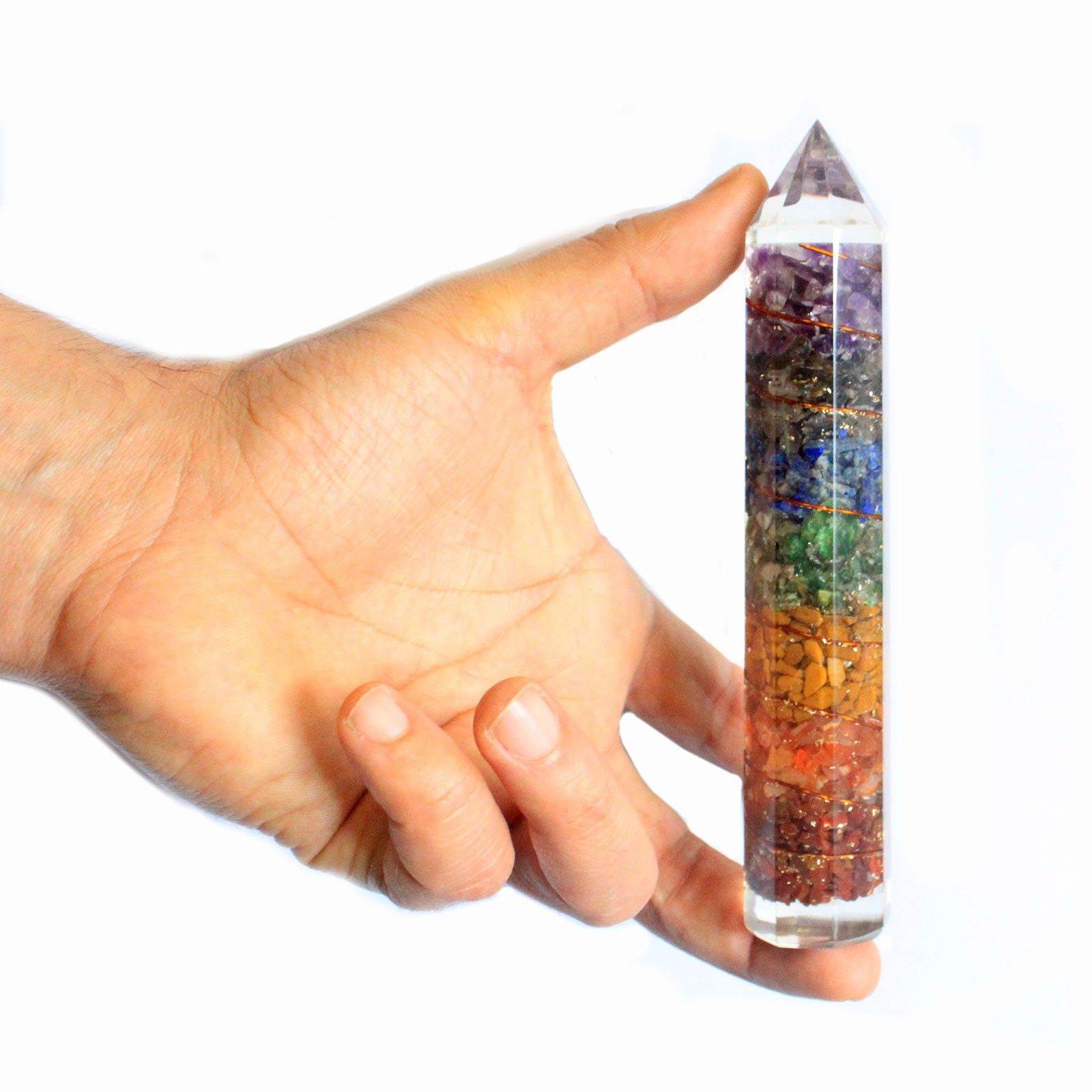Orgonite Power Wand 15cm Copper & Gemchips - Image 2
