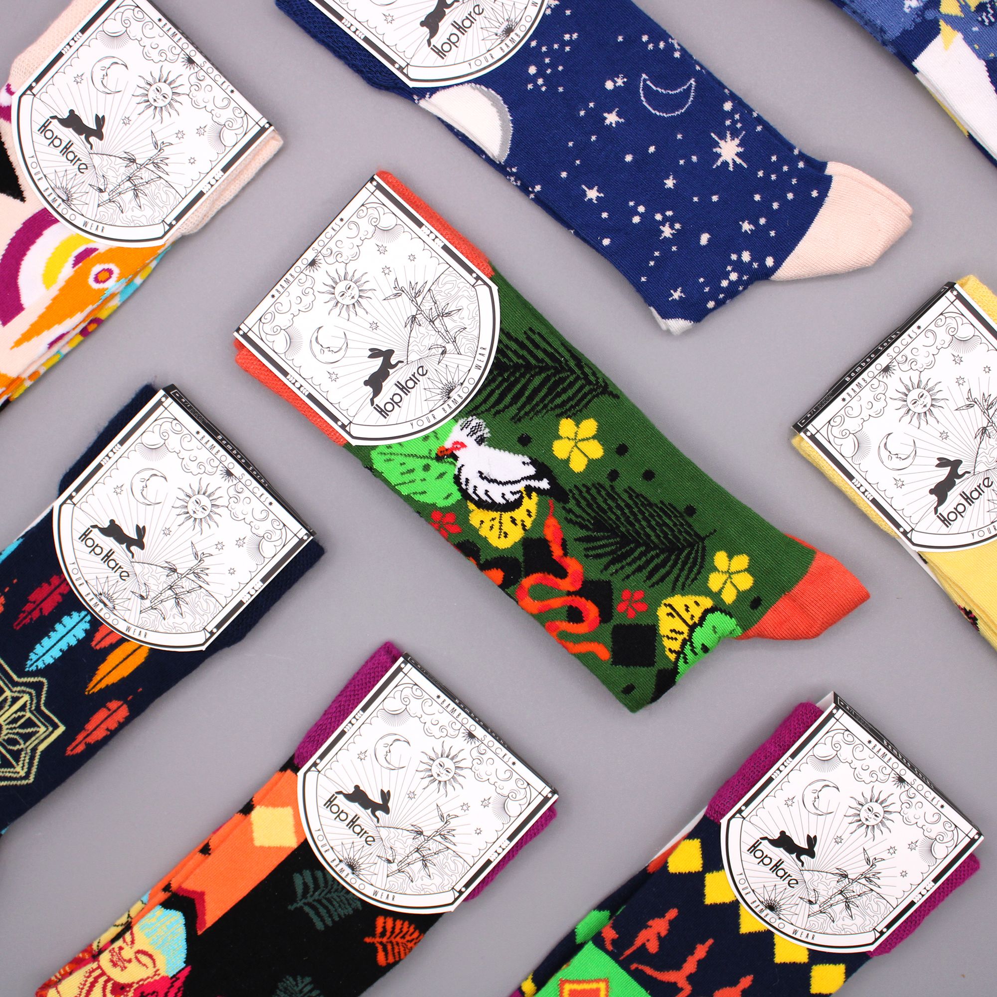 Hop Hare Bamboo Socks S/M - Lucky Cats - Image 2