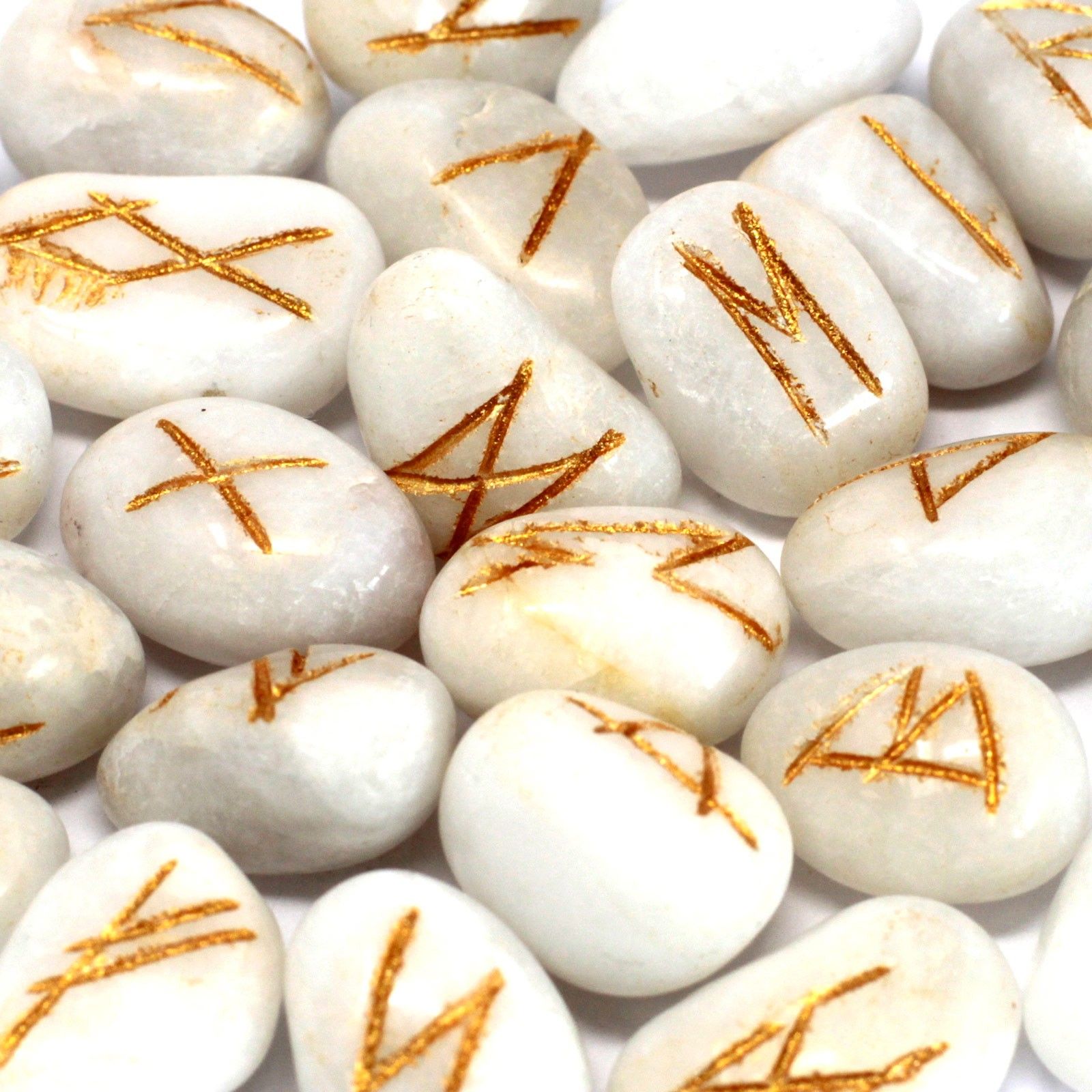 Runes Stone Set in Pouch - White Agate - Image 2