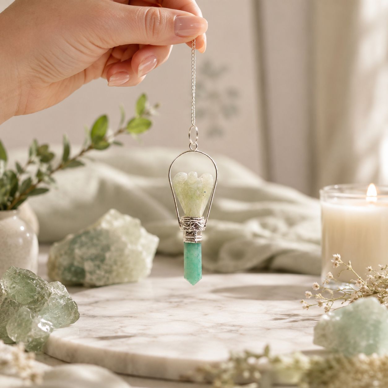 Angel Pendulum with Ring- Green Adventurine - Image 4