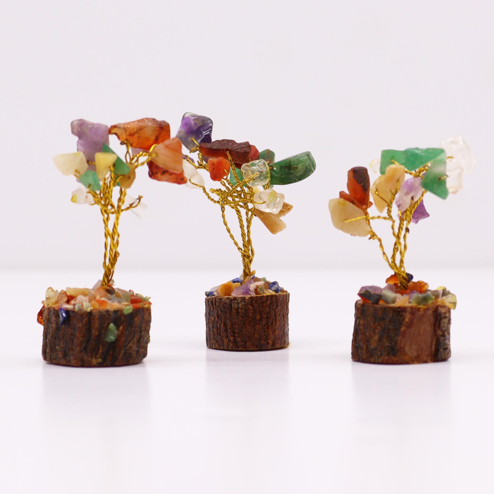 Mini Gemstone Tree On Wood Base - Multi Stones (15 stones) - Image 5