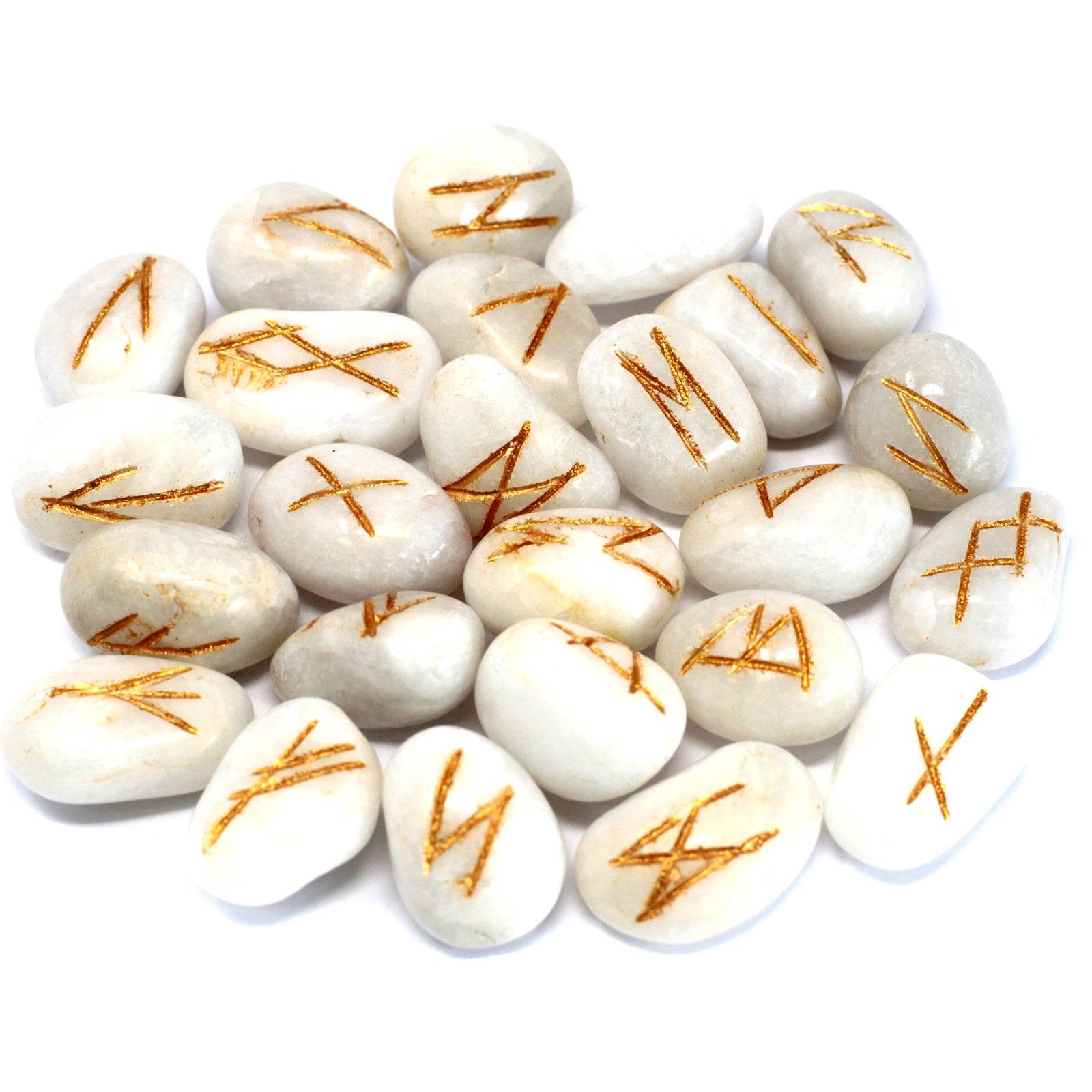 Runes Stone Set in Pouch - White Agate - Image 3