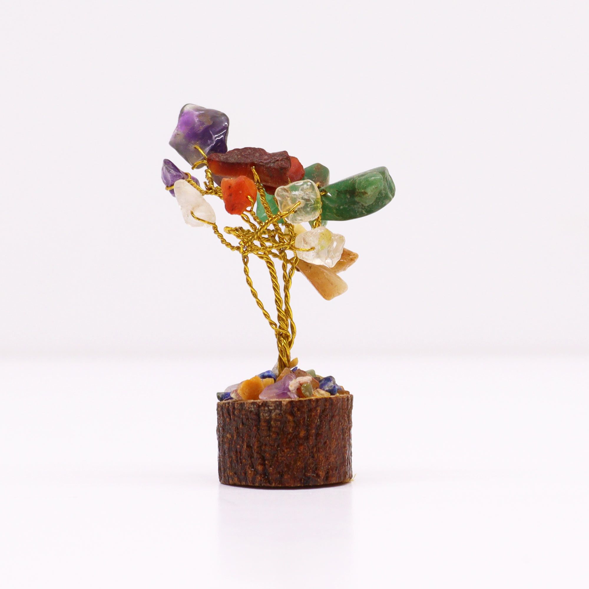 Mini Gemstone Tree On Wood Base - Multi Stones (15 stones) - Image 2