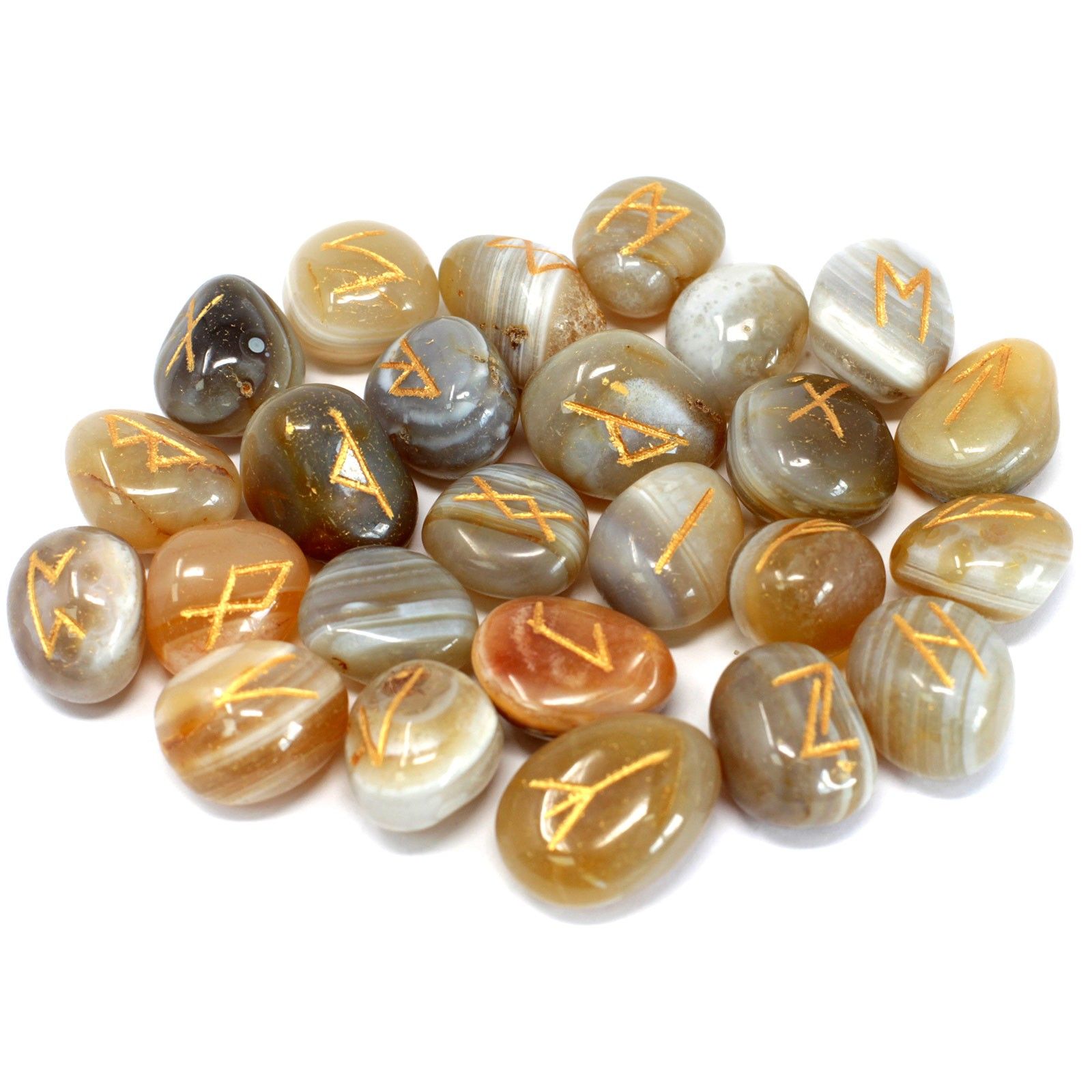 Runes Stone Set in Pouch - Banded Agate - Image 2