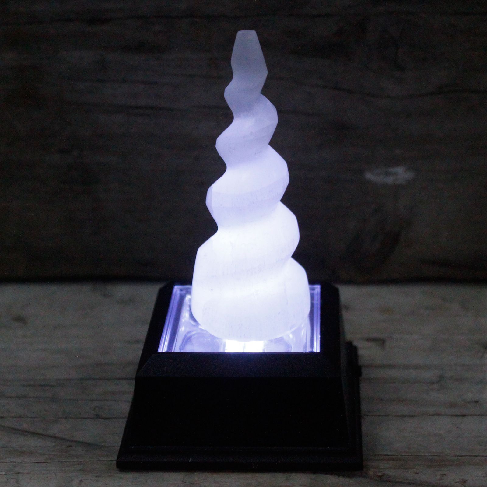 Selenite Spiral Unicorn Horn Tower - 10 cm - Image 2