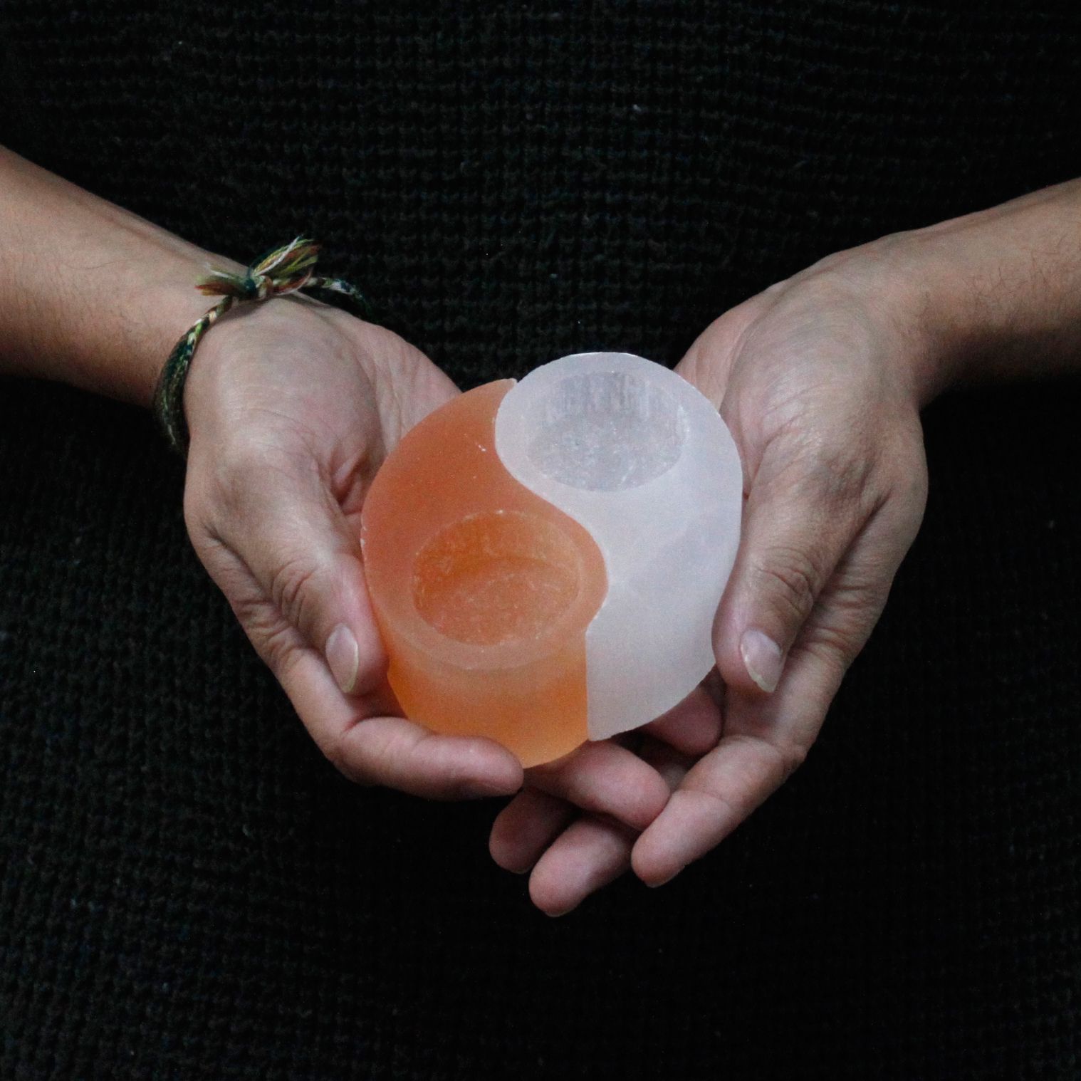 Selenite Ying Yang Candle Holder - Image 2