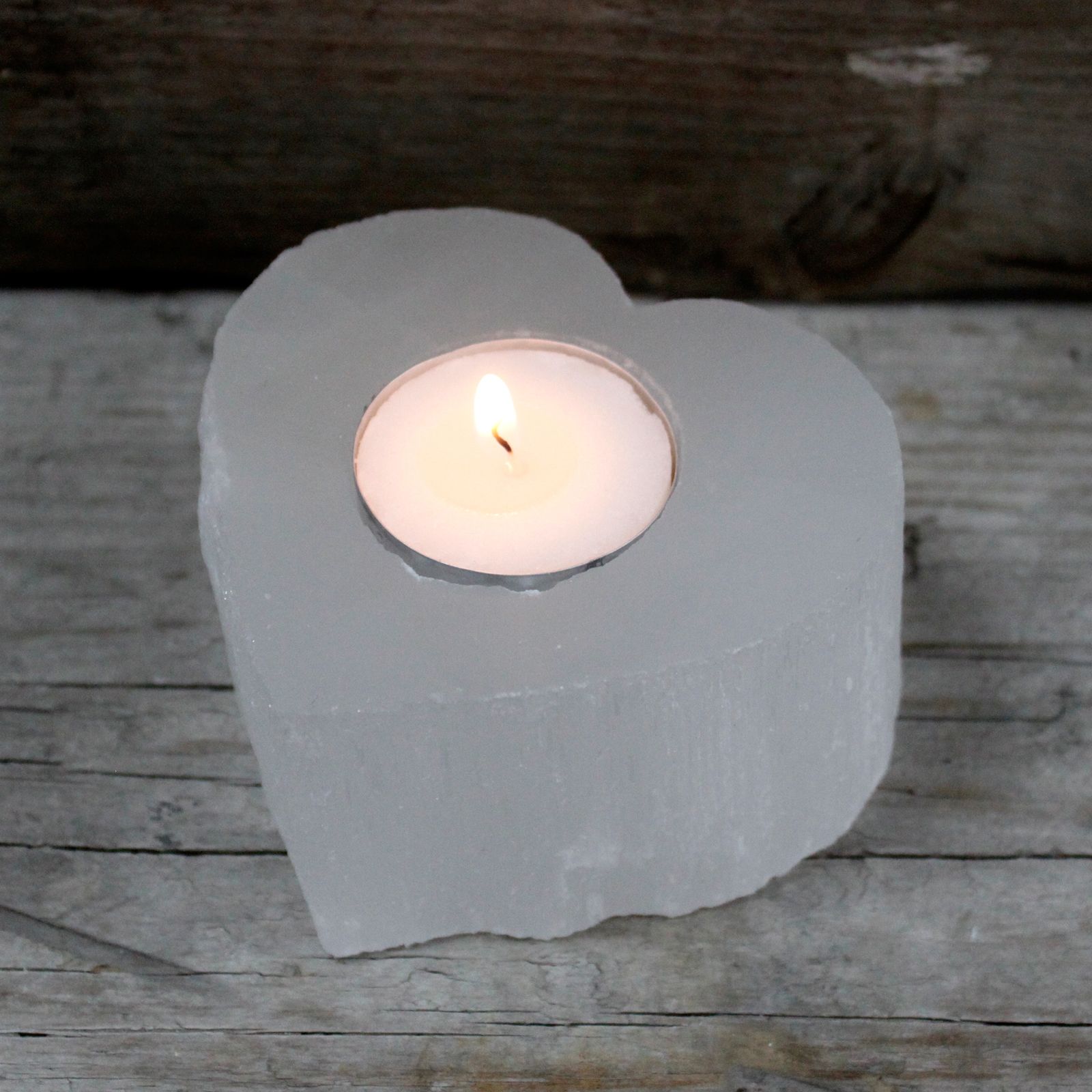 Selenite Heart Candle Holder - Image 4