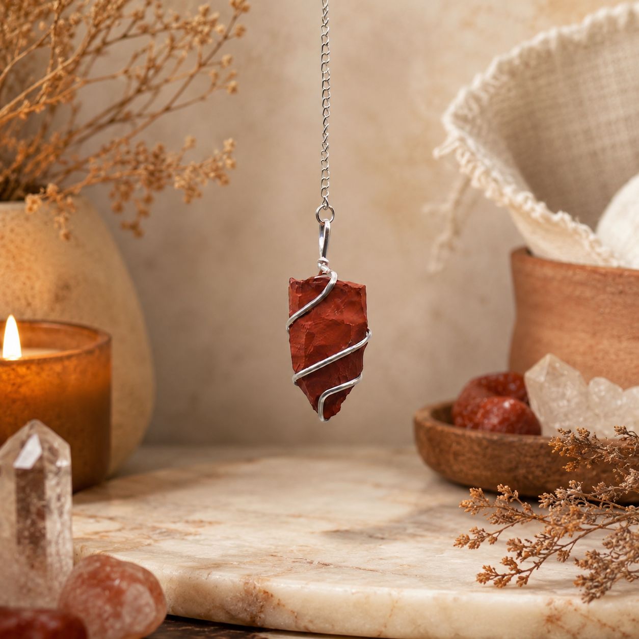 Raw Gemstone Pendulum - Red Jasper - Image 3