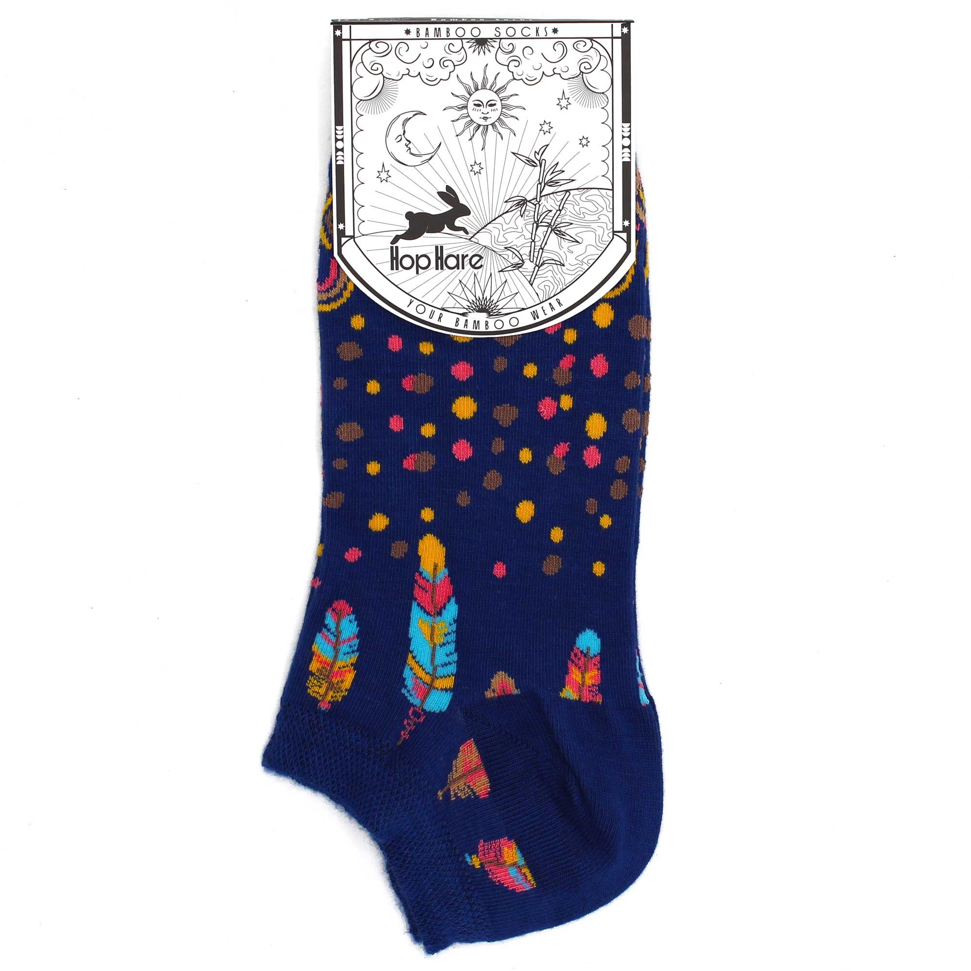 S/M Hop Hare Bamboo Socks Low (3.5-6.5) - Indian Feathers - Image 4