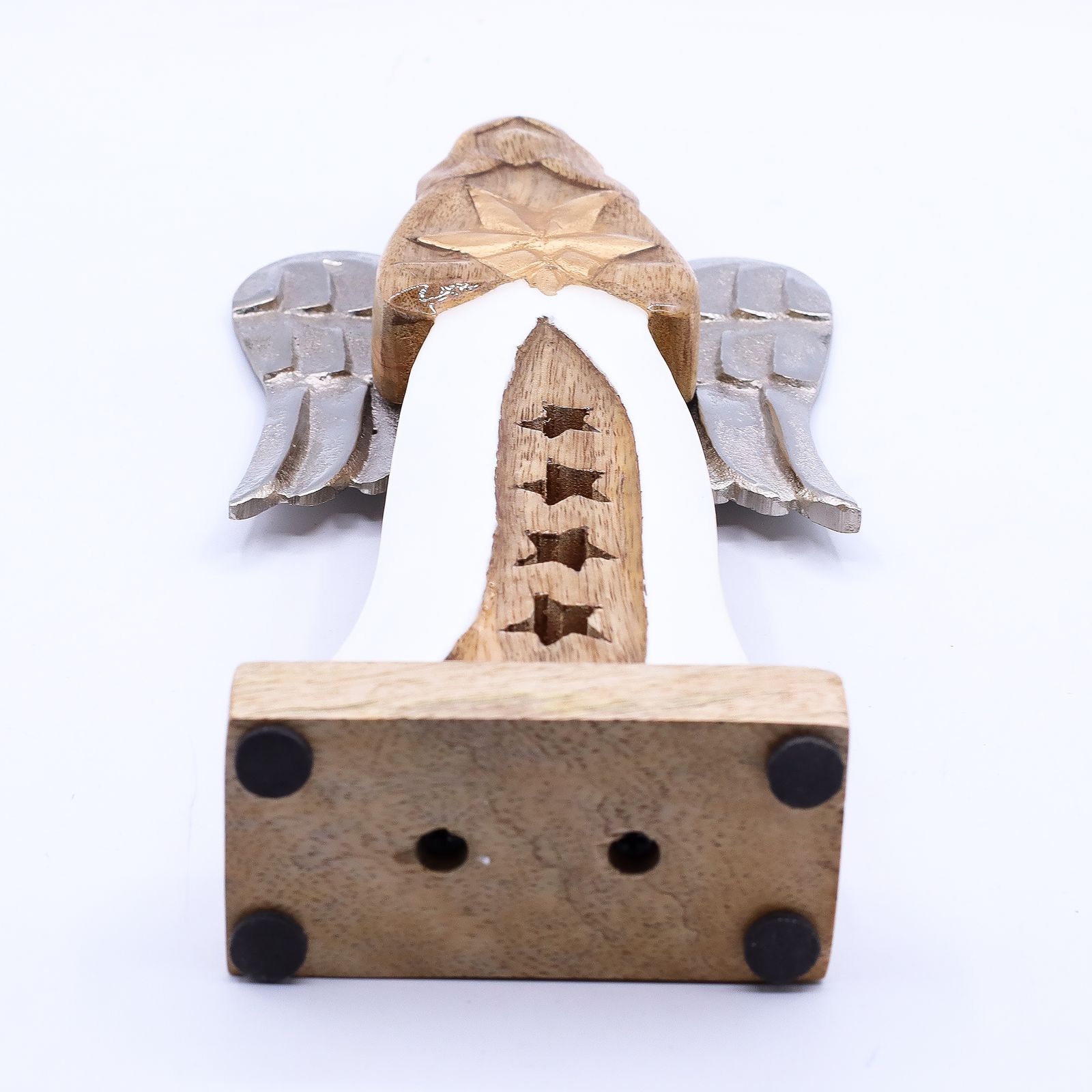 Large Mango Wood Star Angel Metal Wings & Enamel Detail - Image 6