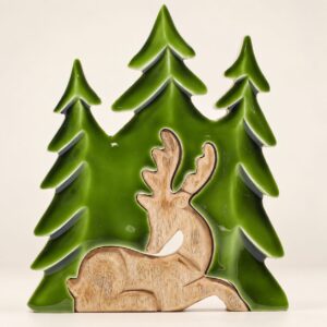 Lost in the Forrest -  Stag in the Forrest 3D Wooden Decoration - 23x20cm