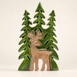 Lost in the Forrest -  Stag in the Forrest 3D Wooden Decoration - 25x15cm